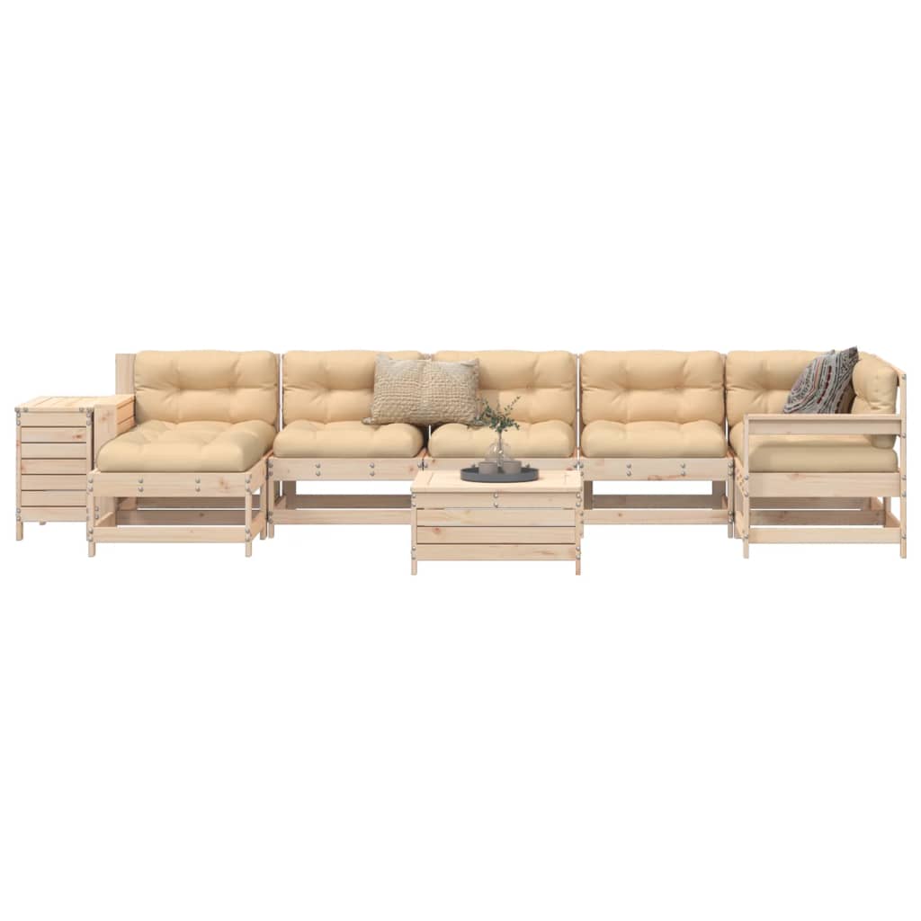 vidaXL Salon de jardin 9 pcs Bois de pin massif