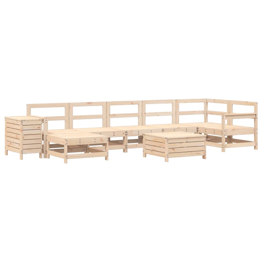 vidaXL Salon de jardin 9 pcs Bois de pin massif