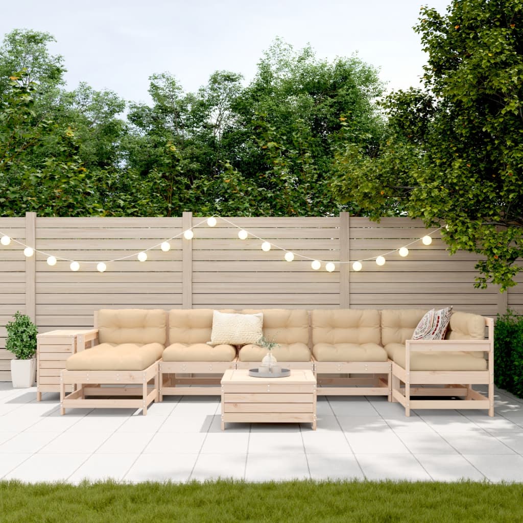 vidaXL Salon de jardin 9 pcs Bois de pin massif