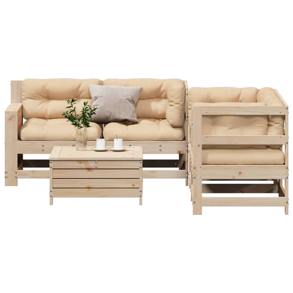 vidaXL 5-Piece Lounge Set with Cushions Solid Pine Wood