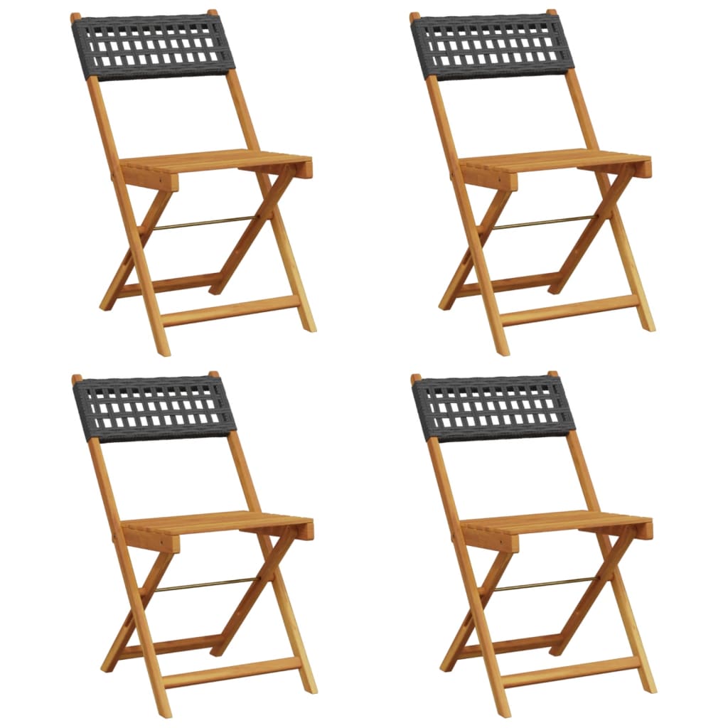 vidaXL Tuinstoelen 4 st inklapbaar poly rattan en massief hout zwart