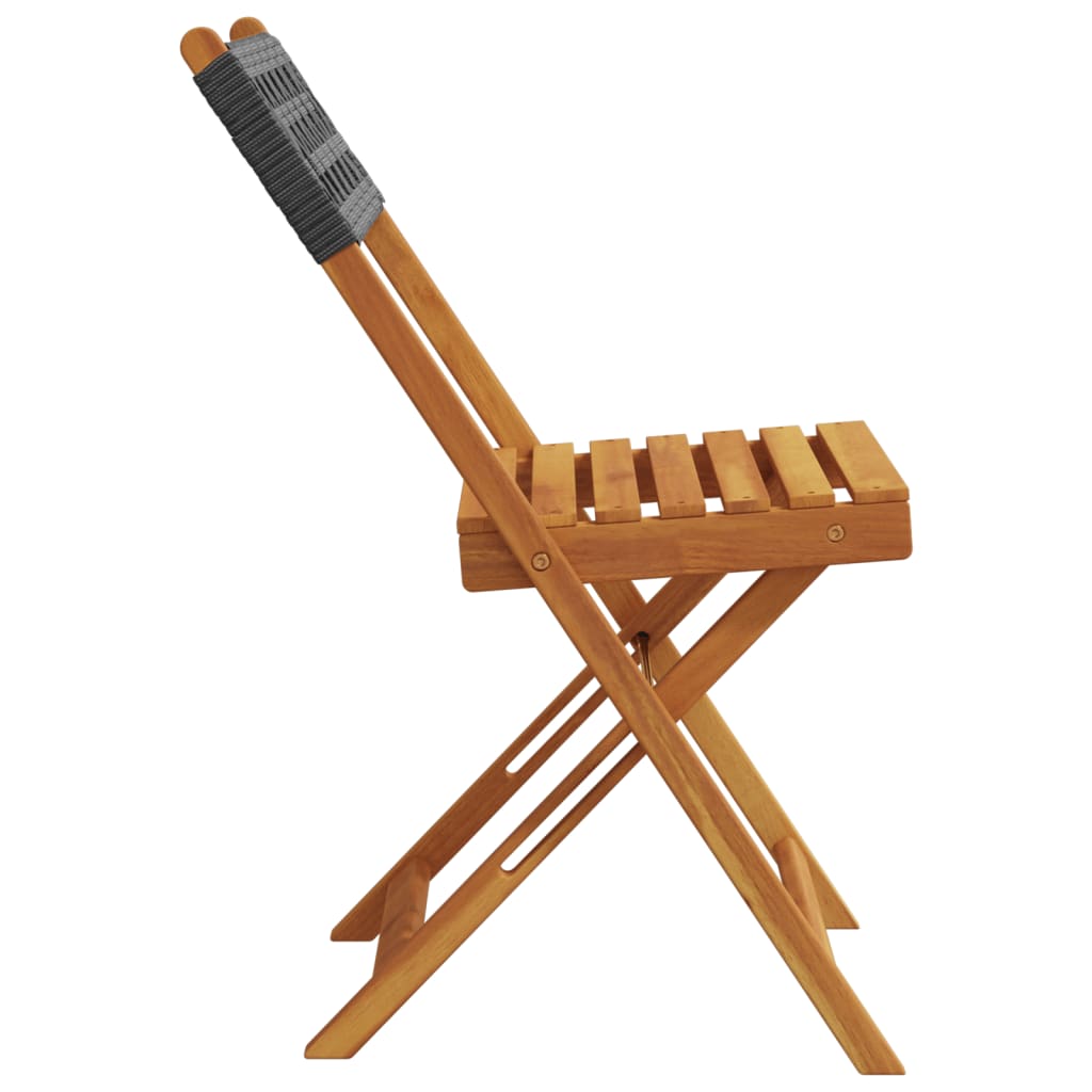 vidaXL Tuinstoelen 4 st inklapbaar poly rattan en massief hout zwart