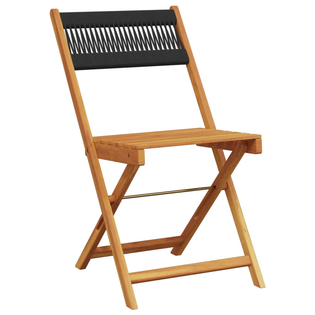 vidaXL Garden Chairs 4 pcs foldable solid acacia wood black