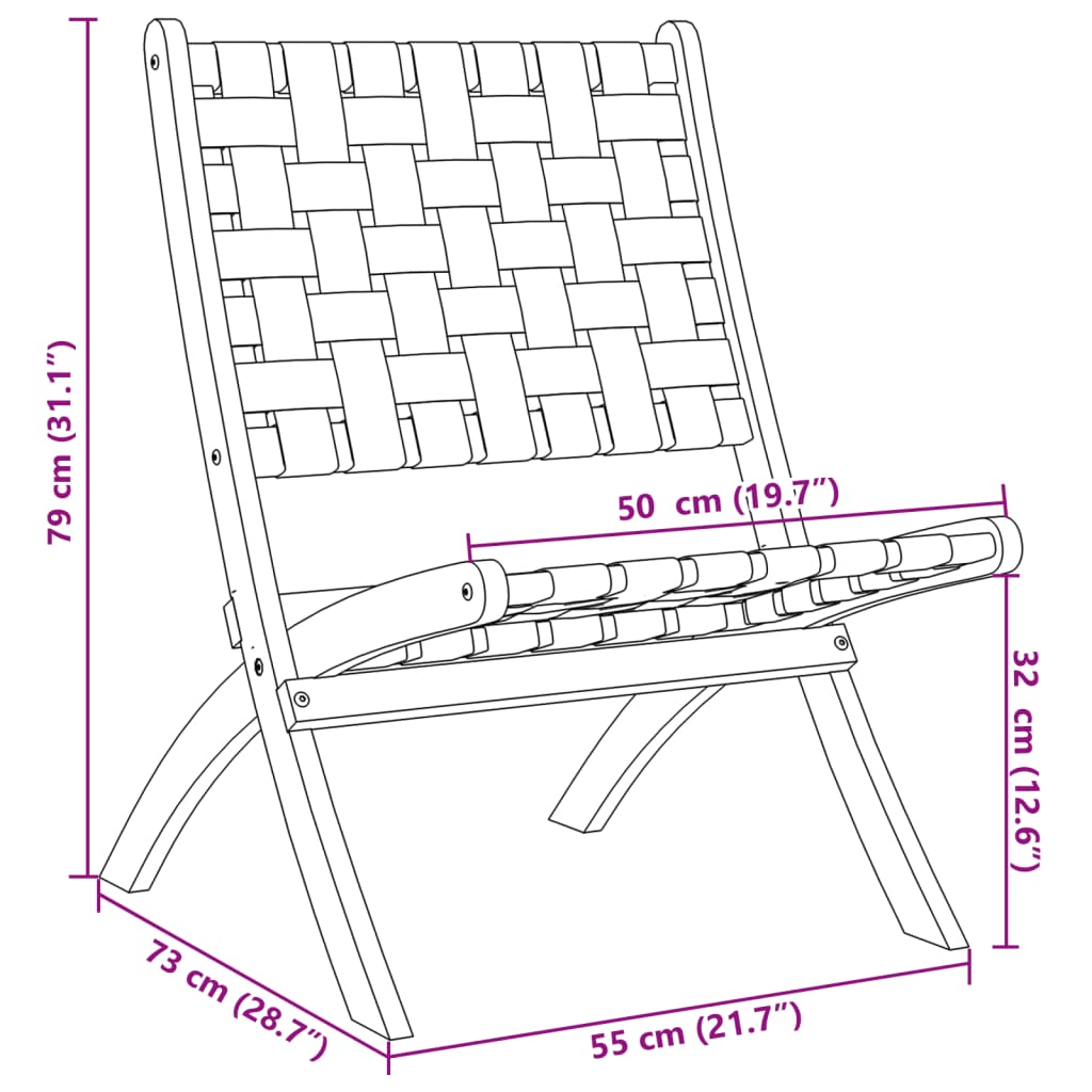 vidaXL Tuinstoelen 2 st inklapbaar met tafel massief hout zwart