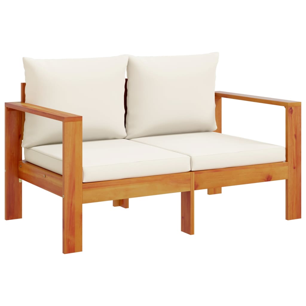 vidaXL 4-delige Loungeset met kussens massief acaciahout