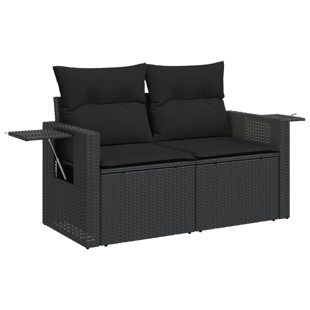 vidaXL 6-Piece Lounge Set with Cushions Poly Rattan Black