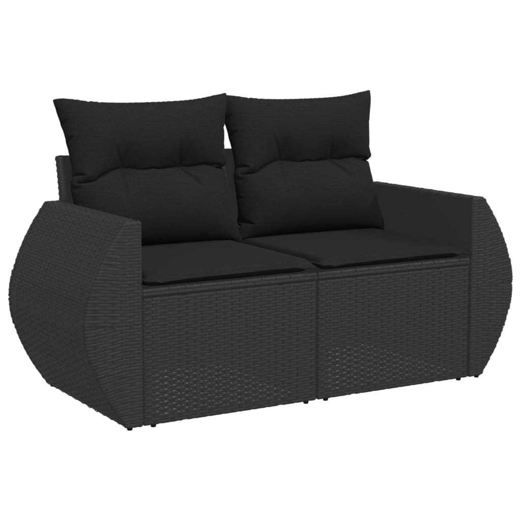 vidaXL Ensemble de salon 10 personnes avec coussins en poly rotin noir