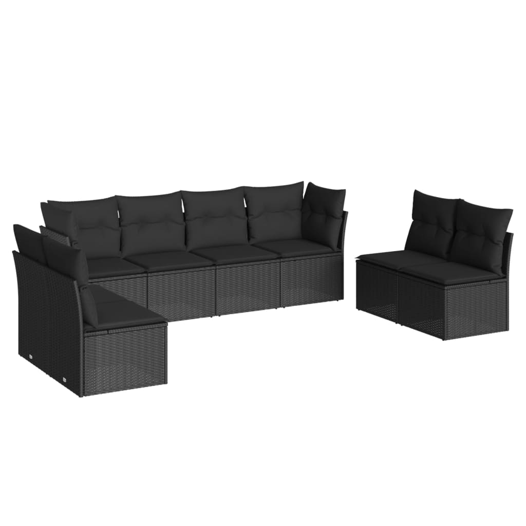 vidaXL 8-delige Loungeset met kussens poly rattan zwart