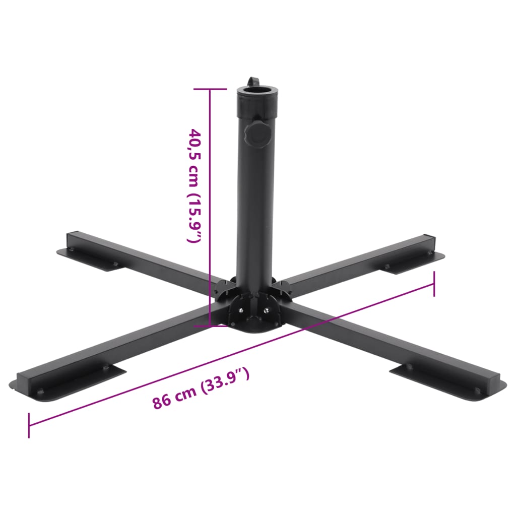 vidaXL Pied de parasol pliable pour mât Ø38/48 mm en acier noir brillant
