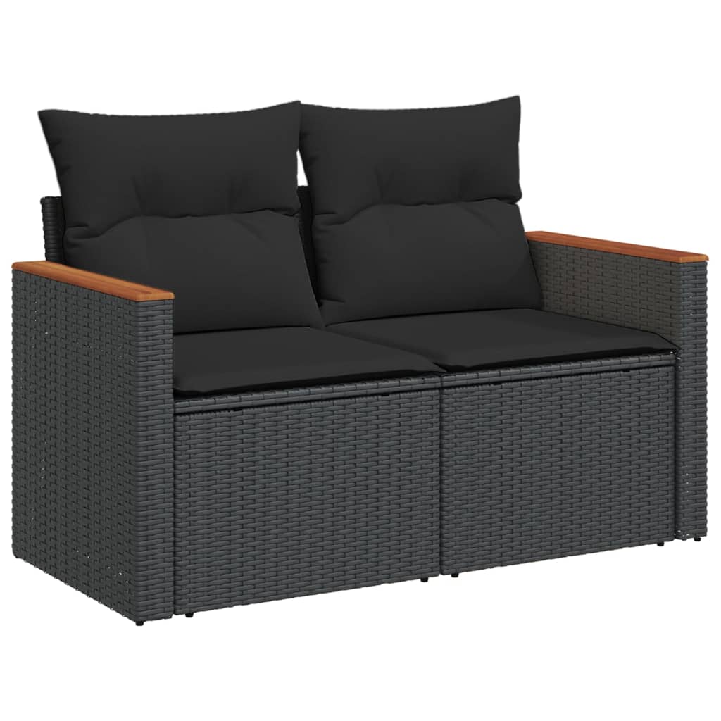 vidaXL 3-Piece Lounge Set with Cushions Poly Rattan Black