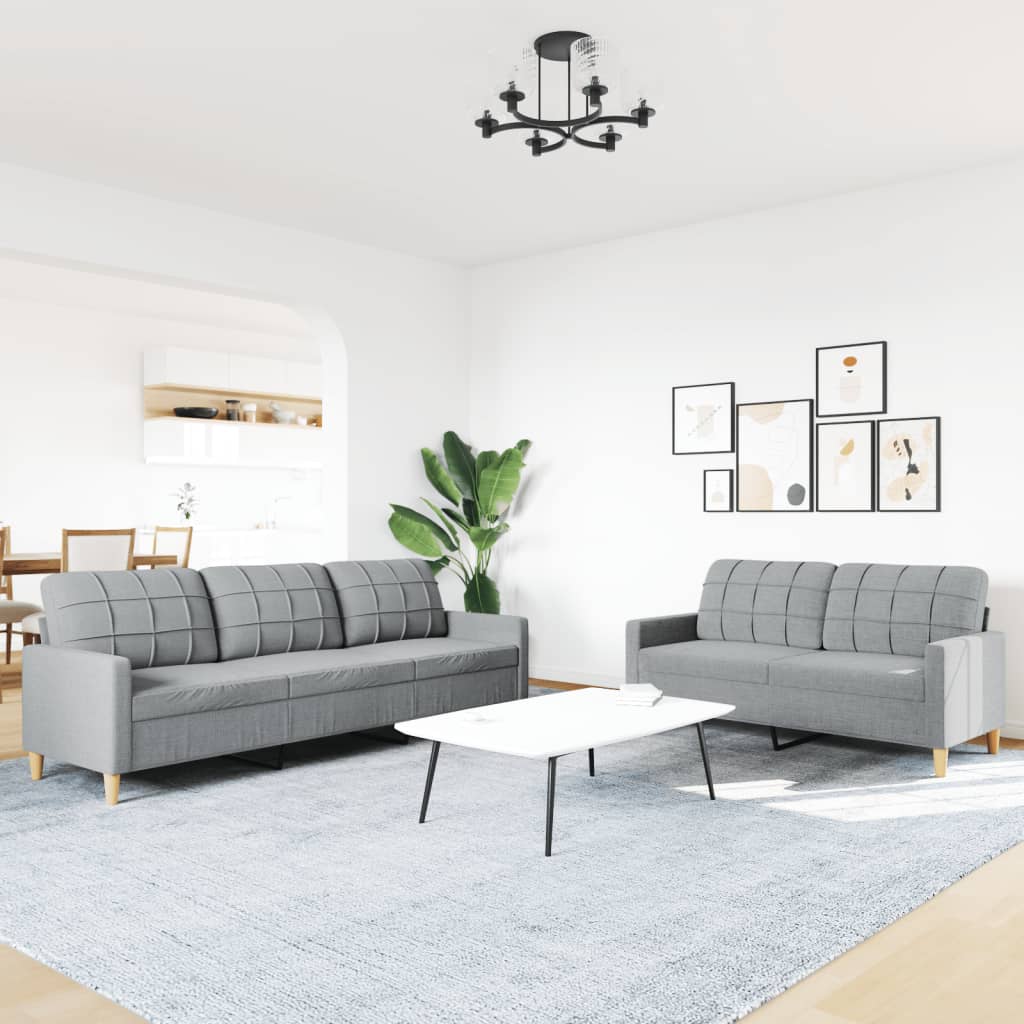 vidaXL 2-Piece Lounge Set fabric light grey