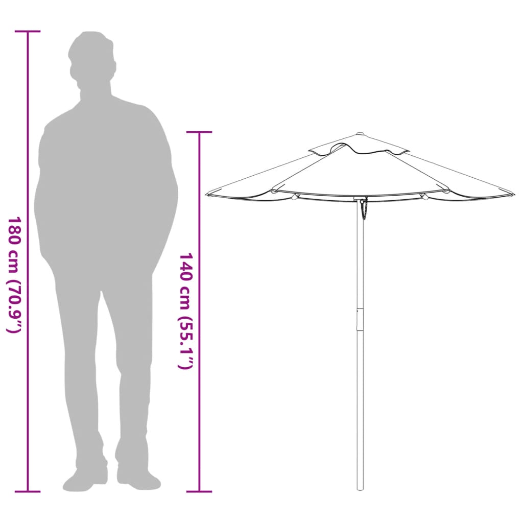 vidaXL Parasol pour enfants avec mât en bois Ø120x140 cm