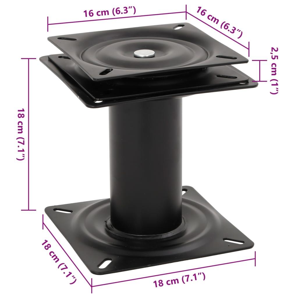 vidaXL Bootstoelpoot met 360° draaiplateau staal