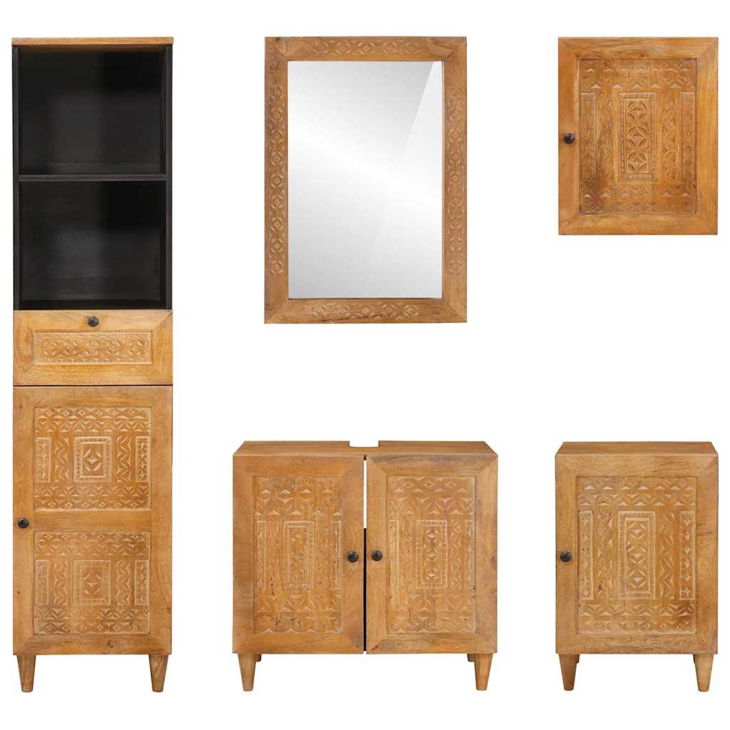 vidaXL Badkamermeubel Set met lade met plank 5 pcs Bruin Bewerkt hout