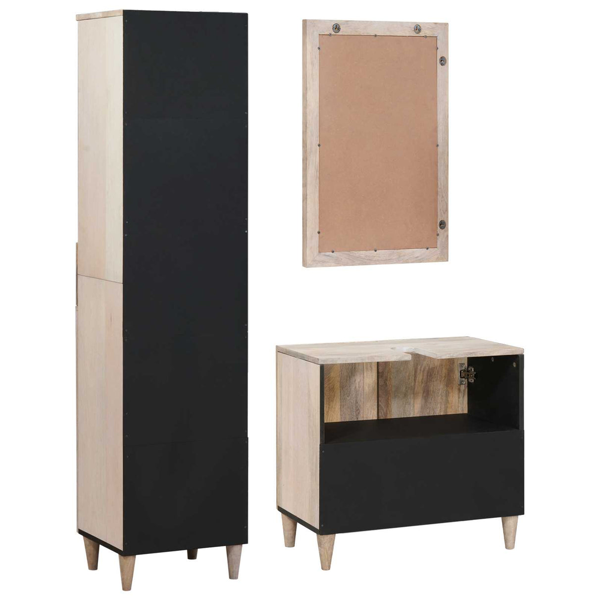 vidaXL Bathroom Furniture Set with Drawer and Shelf 3 pcs Brown Engineered Wood