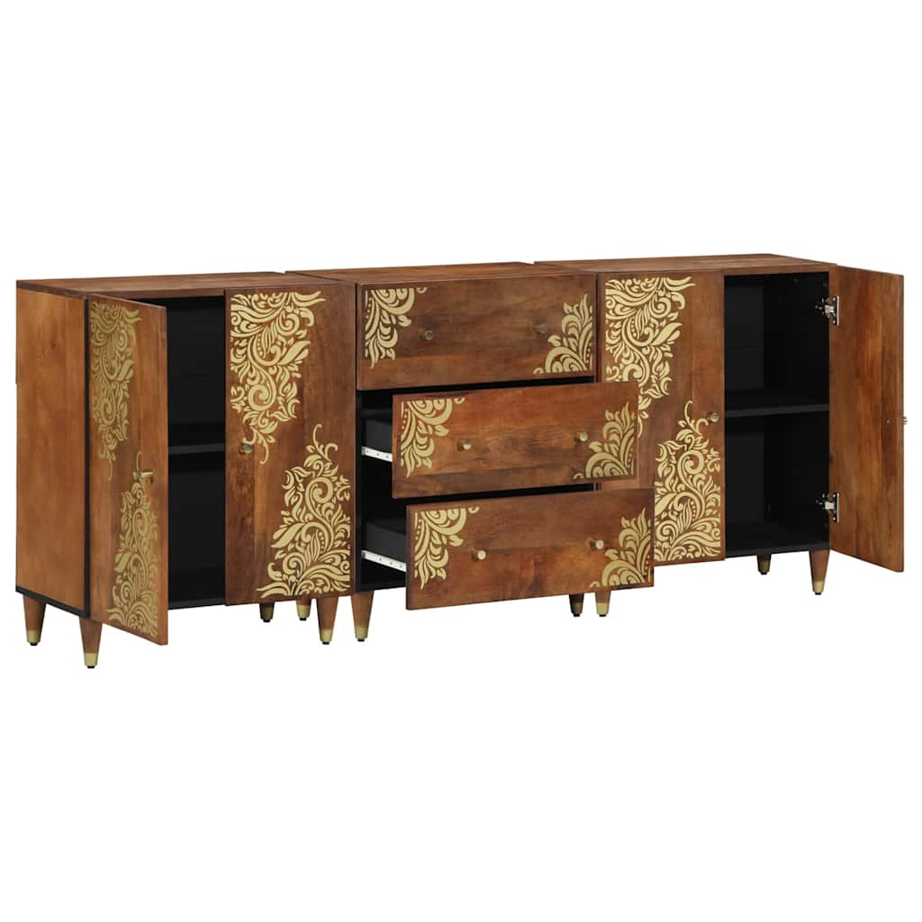 vidaXL Ensemble de Badkamerkast 3 pcs Bruin et Goud 180 x 33 x 75 cm