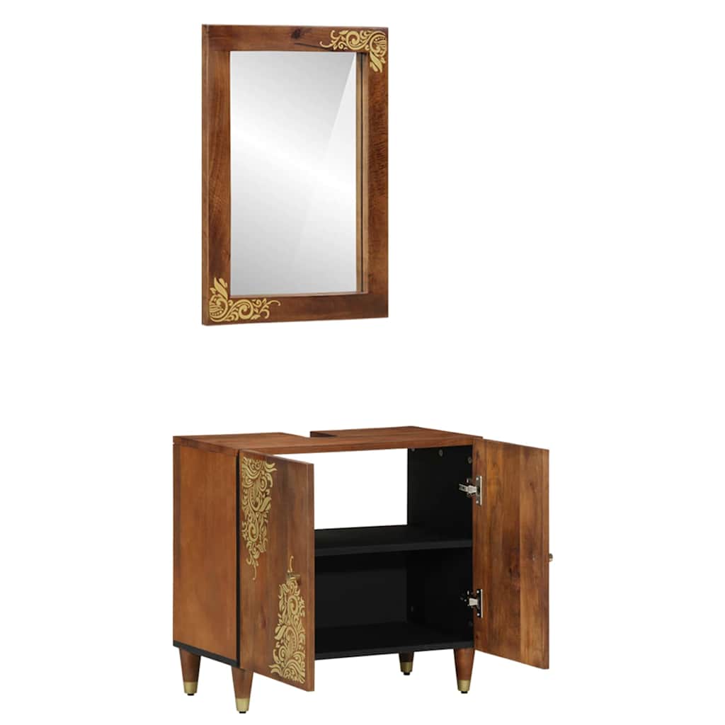 vidaXL Badkamerkast set 2 pcs Honing bruin Massief Mango Hout