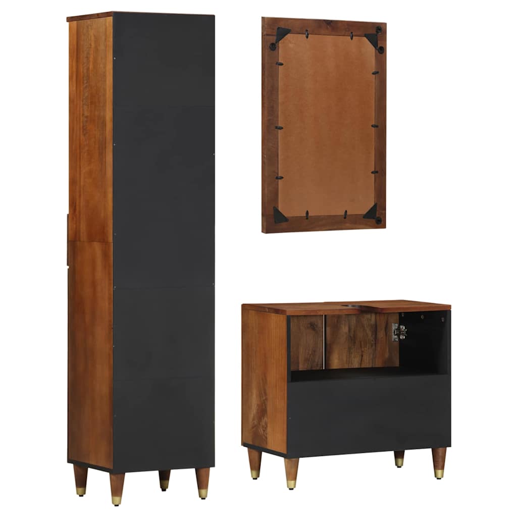 vidaXL Badkamerkast set met lade 3 pcs Honing bruin Massief Mango Hout