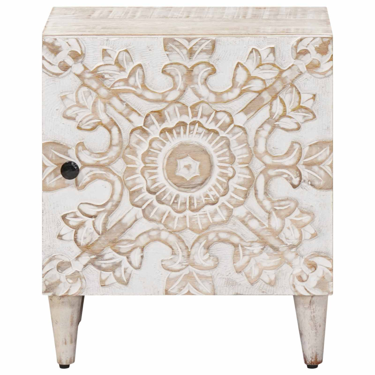 vidaXL Table de chevet blanc 40 x 33,5 x 46 cm Bois de manguier massif