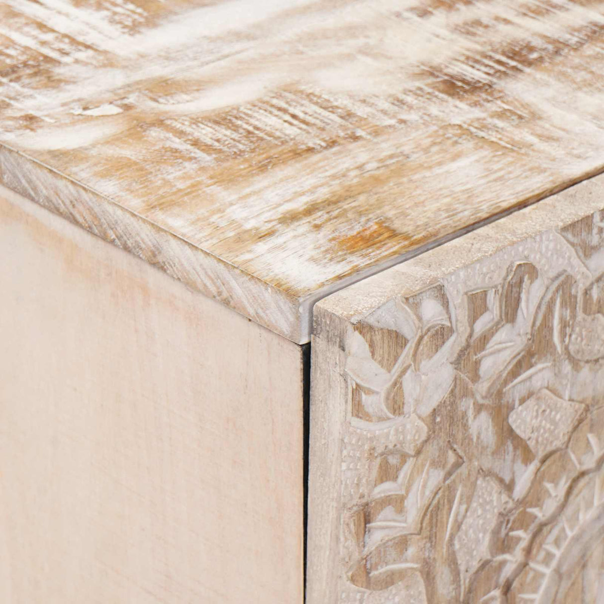 vidaXL TV Kast met opslag Wit 105 x 33,5 x 46 cm Massief Mango Hout
