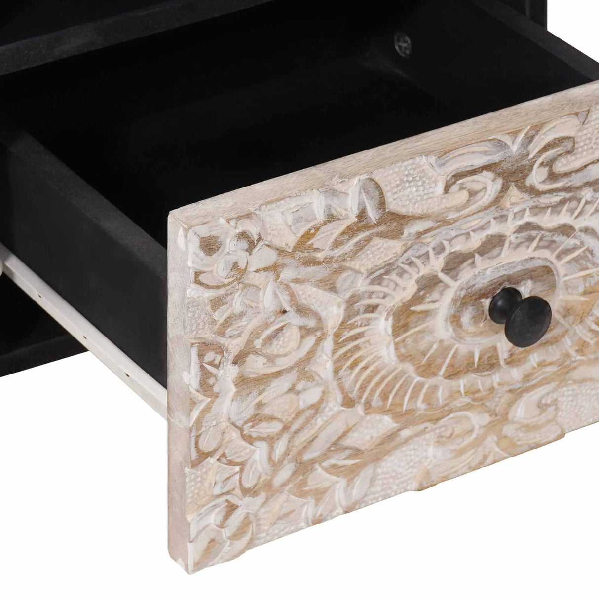 vidaXL TV Kast met opslag Wit 70 x 33,5 x 46 cm Massief Mango Hout