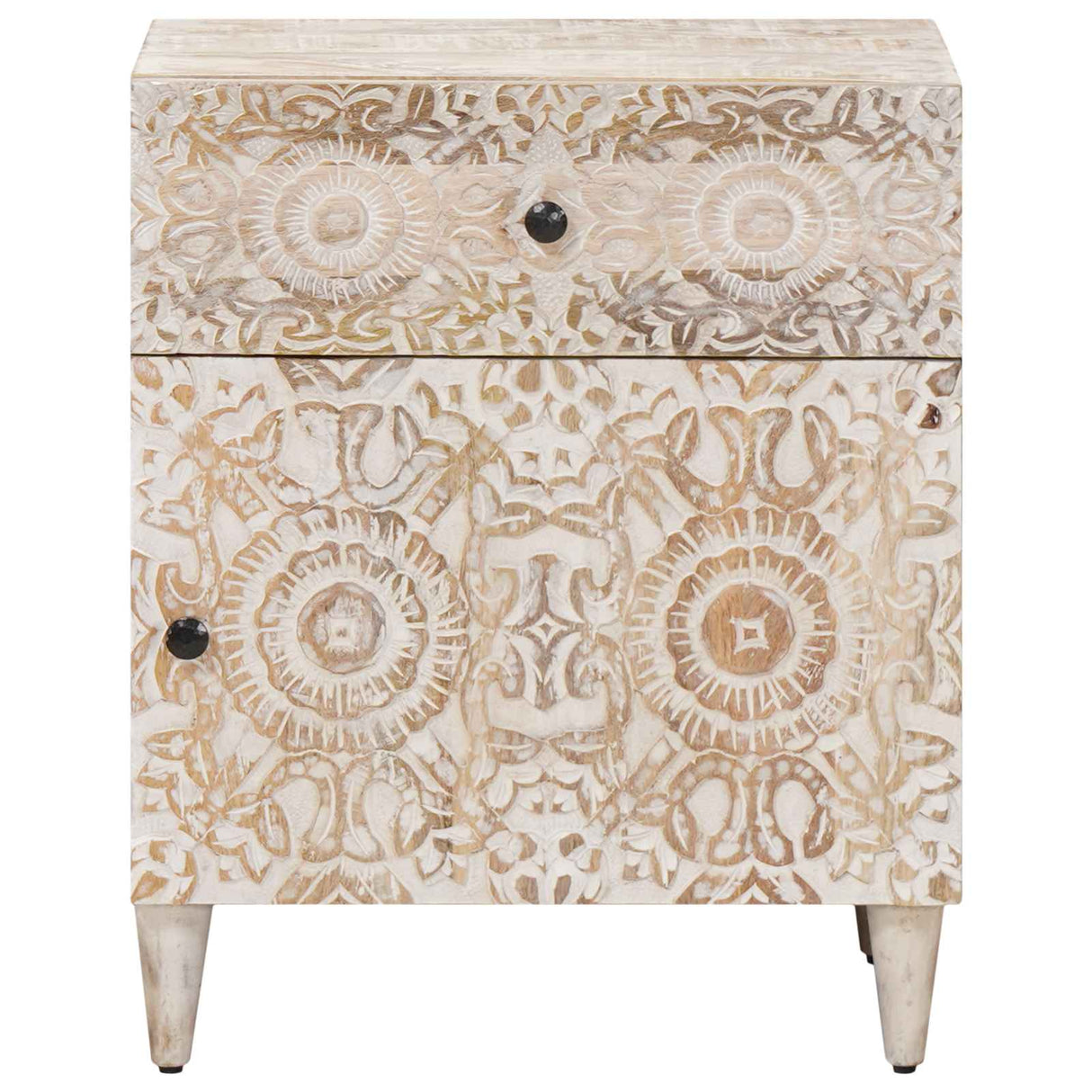 vidaXL Bedside Cabinet with Drawer White 50x33x60 cm Solid Mango Wood