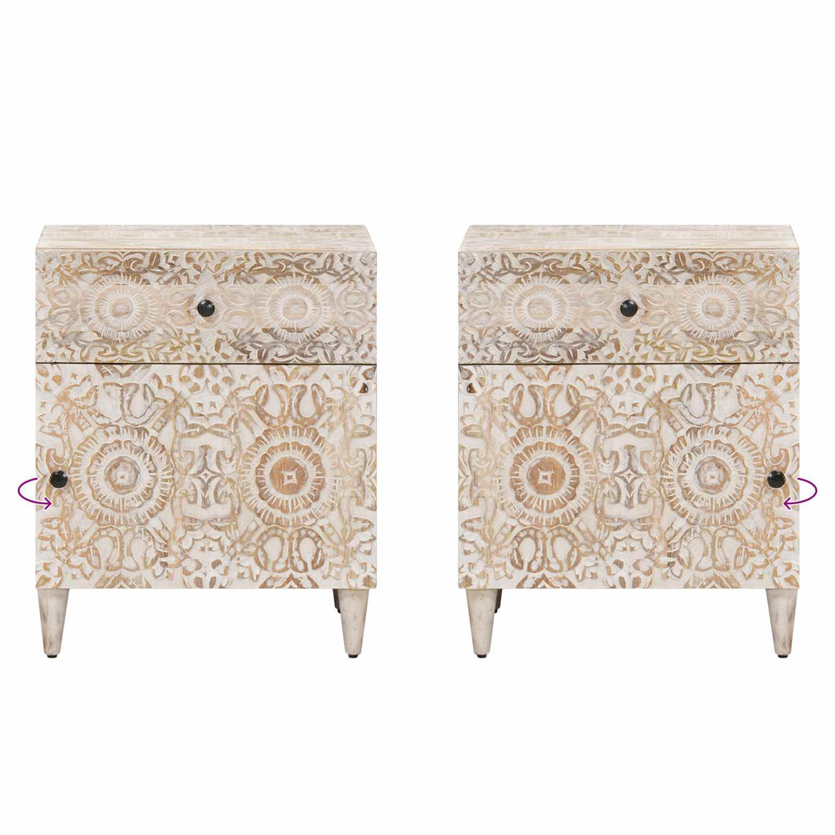 vidaXL Bedside Cabinet with Drawer White 50x33x60 cm Solid Mango Wood