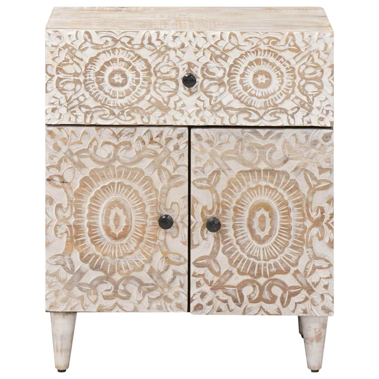 vidaXL Table de chevet avec tiroir Blanc 50 x 33 x 60 cm Bois de manguier massif