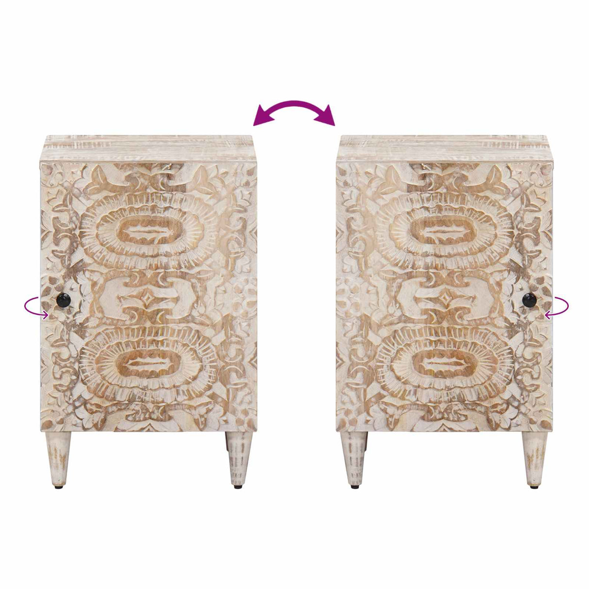 vidaXL Badkamerkast Wit 38 x 33,5 x 58 cm Massief Mango Hout