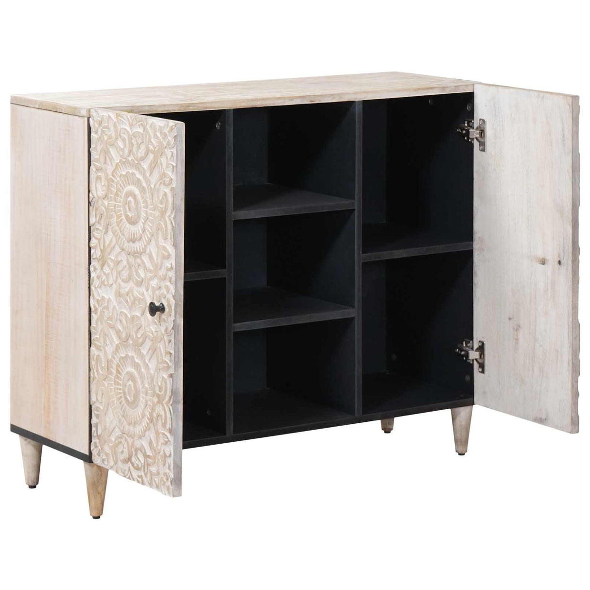 vidaXL Sideboard with Shelf White 90 x 33.5 x 75 cm Solid Mango Wood