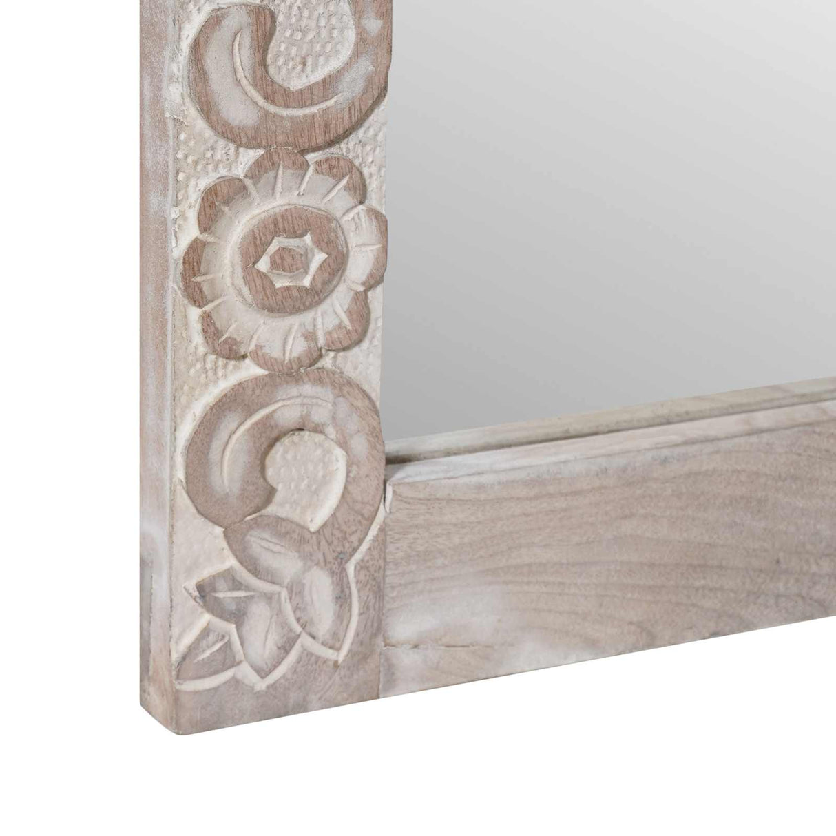 vidaXL Miroir de salle de bain blanc 70 x 50 x 2,5 cm Bois de manguier massif