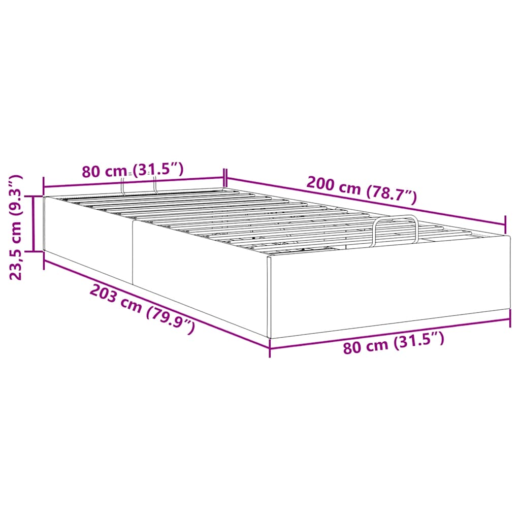 vidaXL Cadre de lit avec matelas d'art noir 80x200 cm