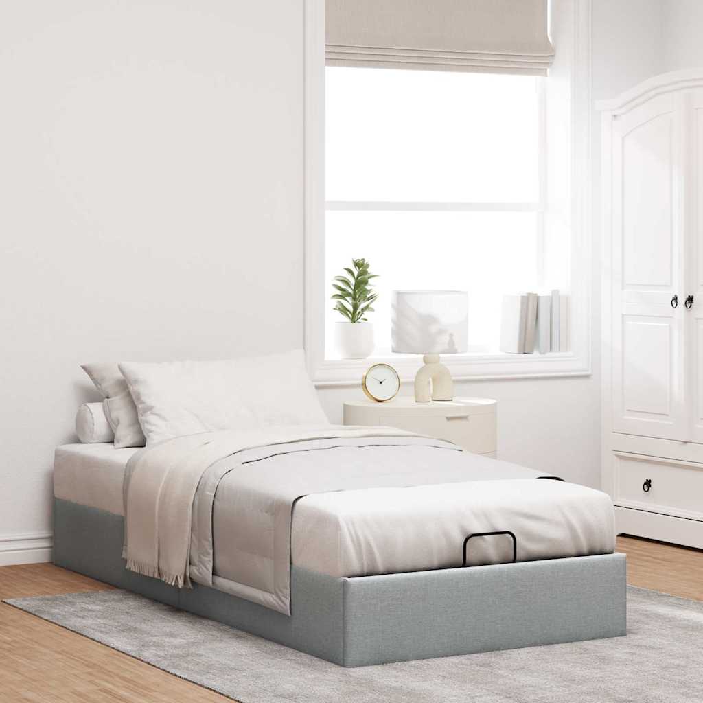 vidaXL Bed Frame No Mattress 80x200 cm Fabric Light Grey