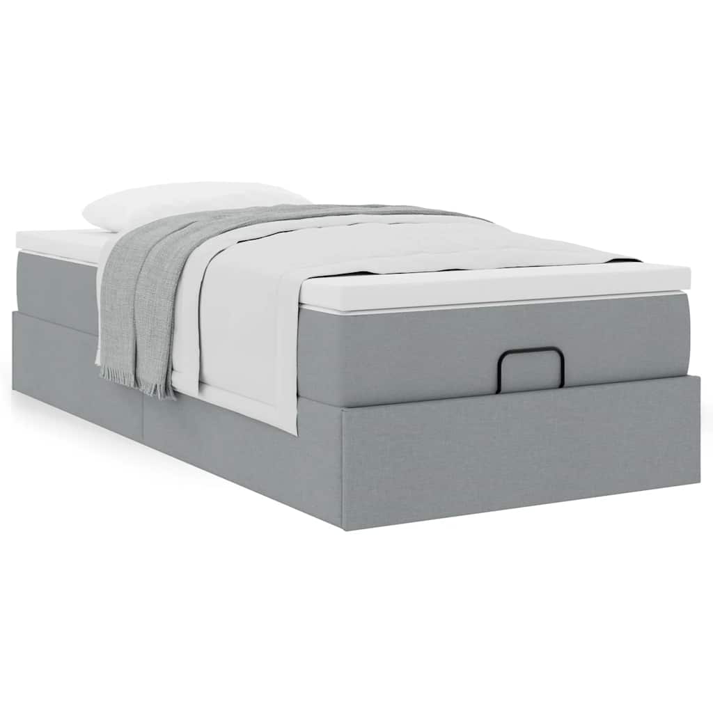 vidaXL Ottoman bed with mattress 80x200 cm fabric light grey