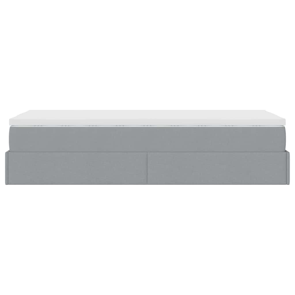 vidaXL Ottoman bed with mattress 80x200 cm fabric light grey