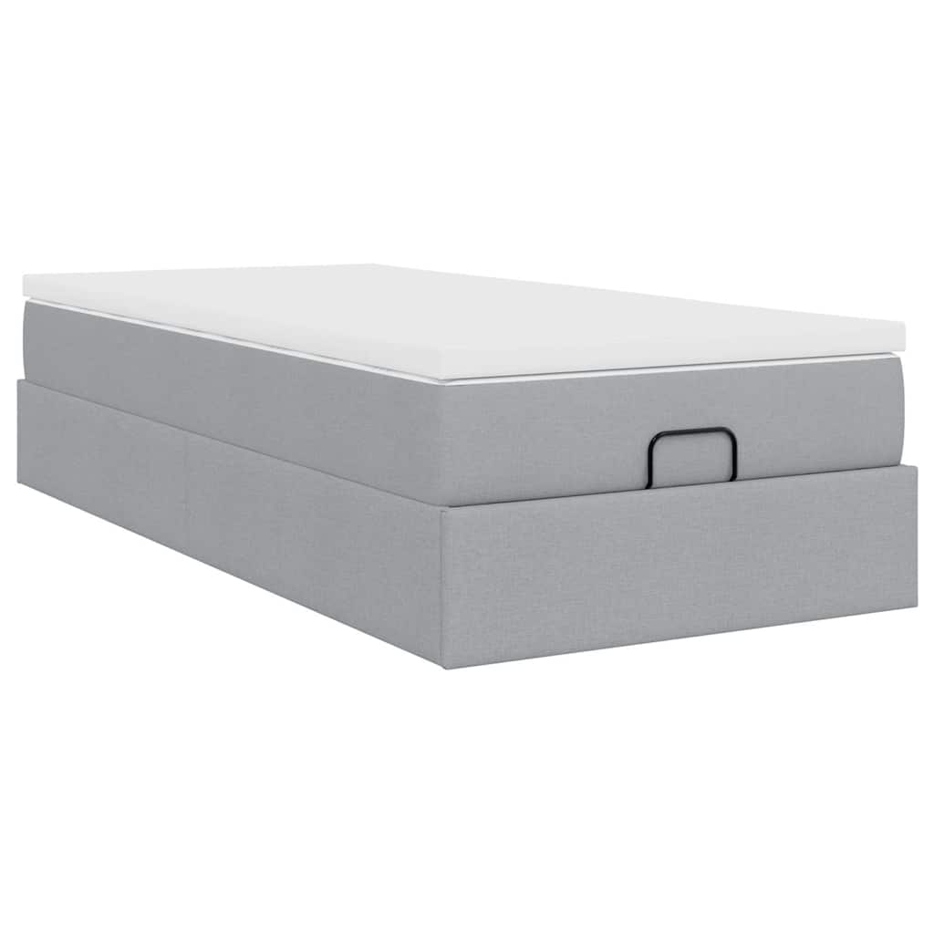 vidaXL Ottoman bed with mattress 80x200 cm fabric light grey