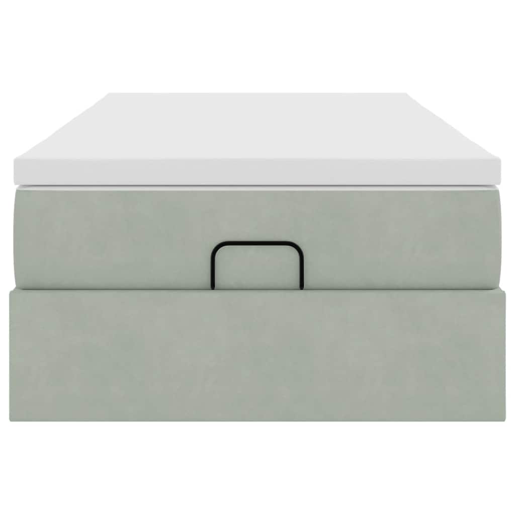 vidaXL Ottoman Bed with Mattress 80x200 cm Velvet Light Grey