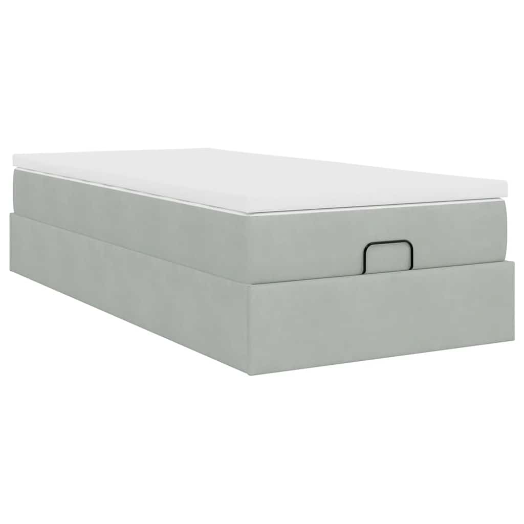 vidaXL Ottoman Bed with Mattress 80x200 cm Velvet Light Grey