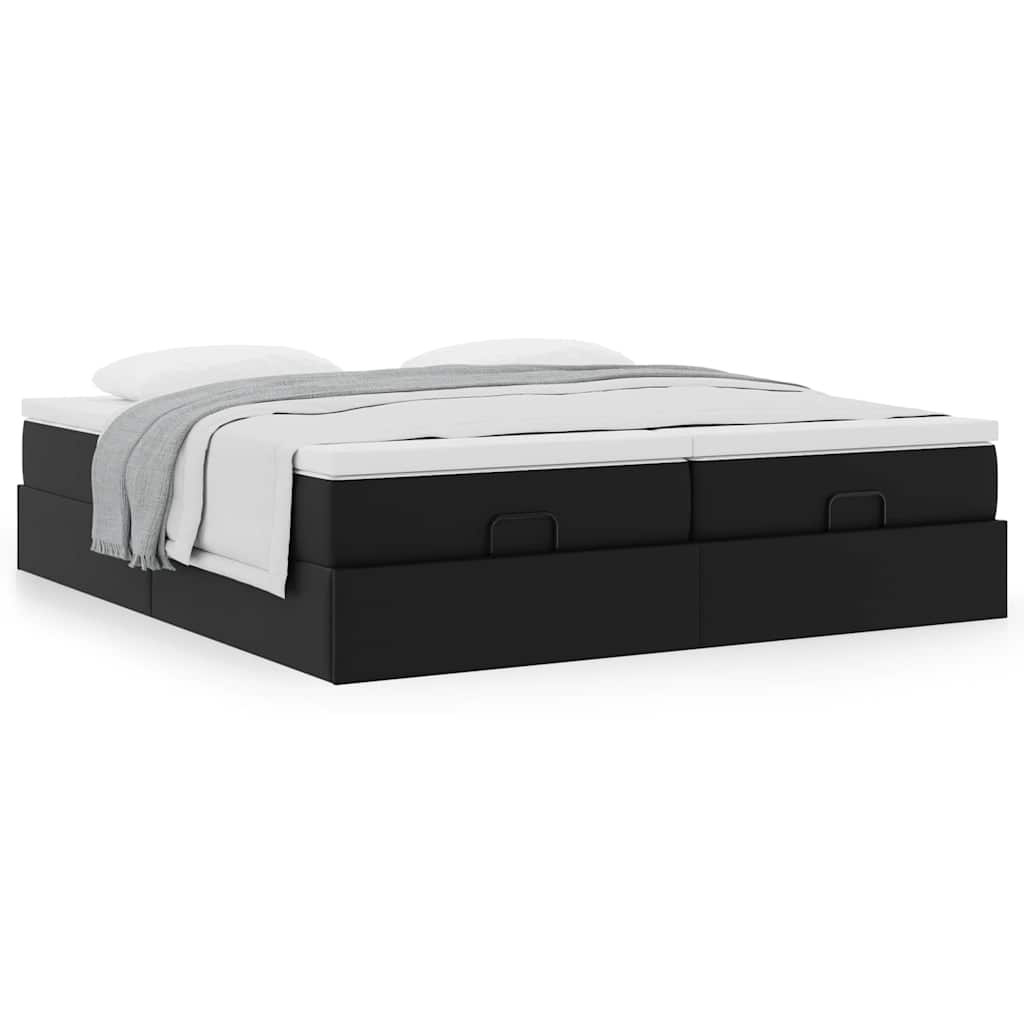 vidaXL Ottoman bed with mattresses 160x200cm artificial leather black