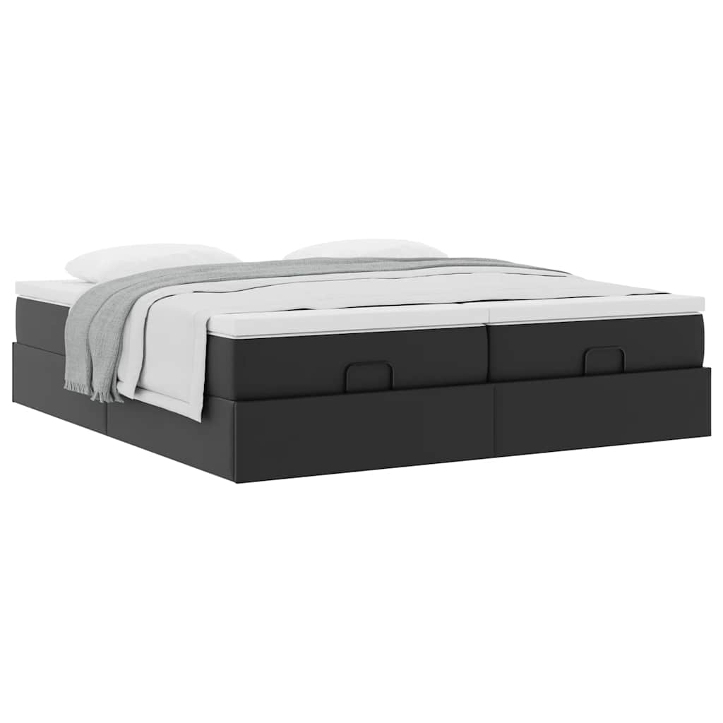 vidaXL Ottoman bed with mattresses 160x200cm artificial leather black