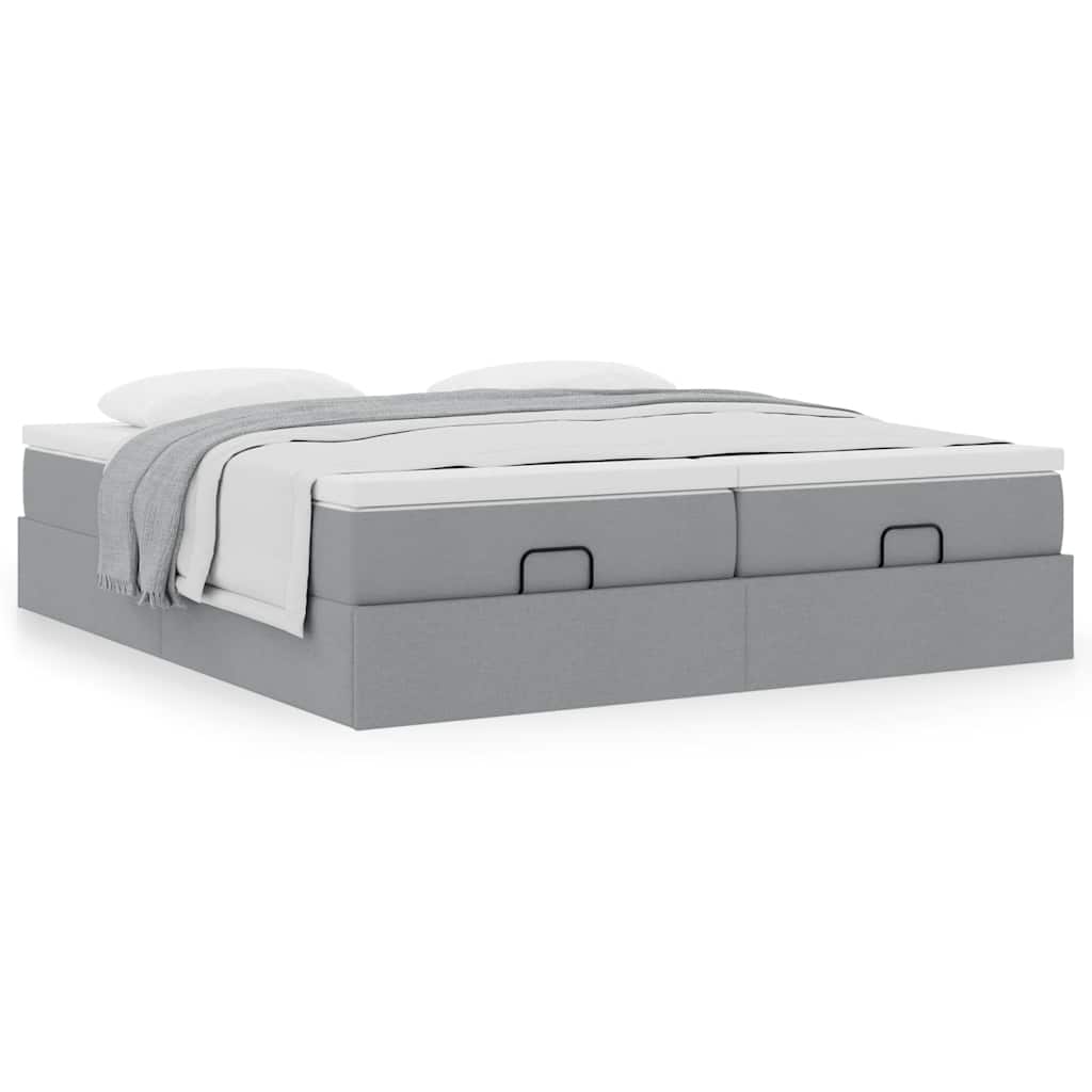 vidaXL Ottoman bed with mattresses 160x200cm fabric light grey