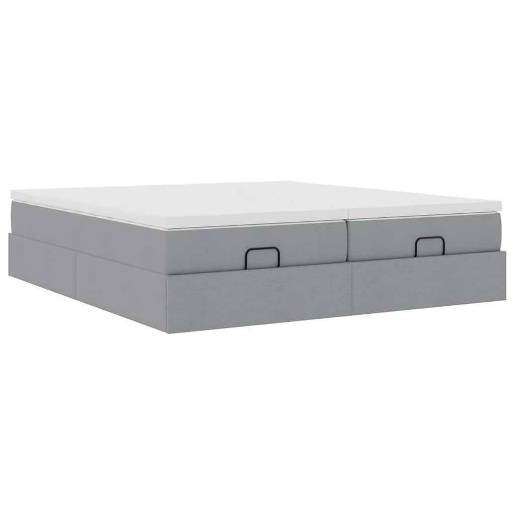 vidaXL Ottoman bed with mattresses 160x200cm fabric light grey