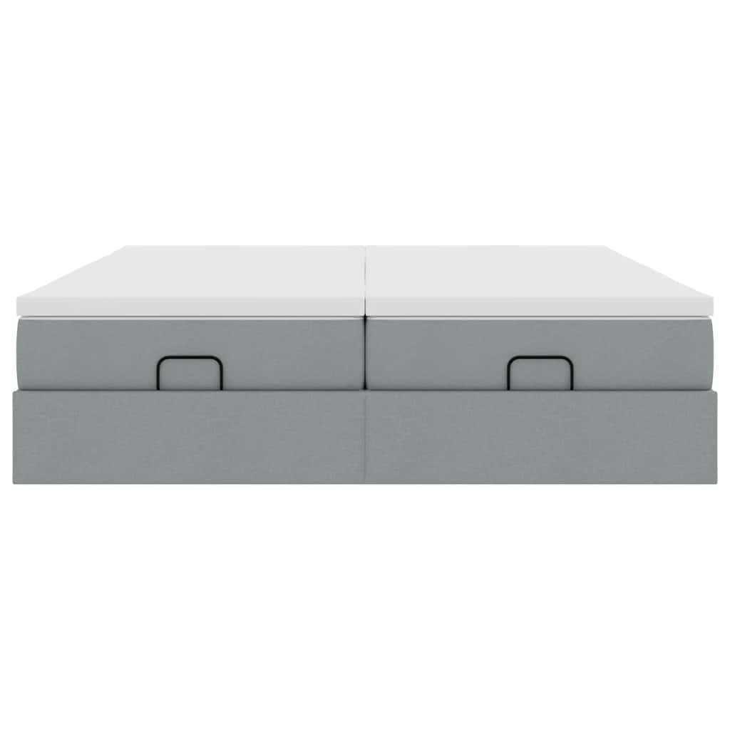 vidaXL Ottoman bed with mattresses 160x200cm fabric light grey