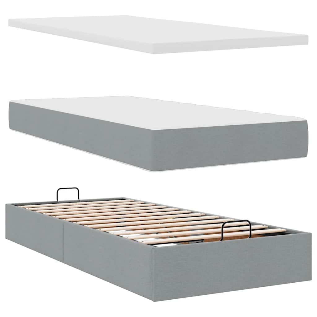 vidaXL Ottoman bed with mattresses 160x200cm fabric light grey