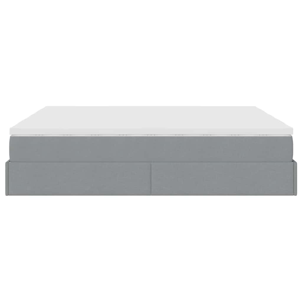 vidaXL Ottoman bed with mattresses 160x200cm fabric light grey