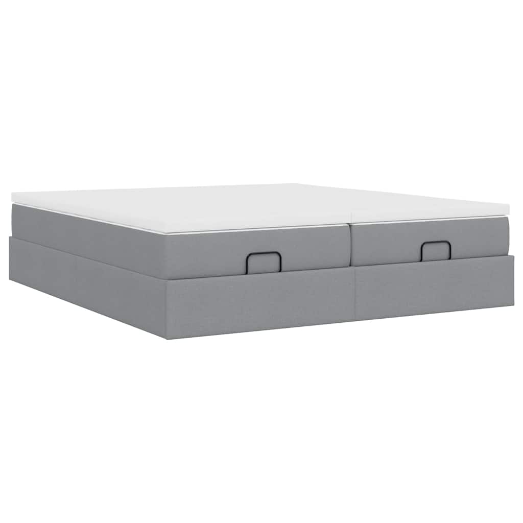 vidaXL Ottoman bed with mattresses 160x200cm fabric light grey