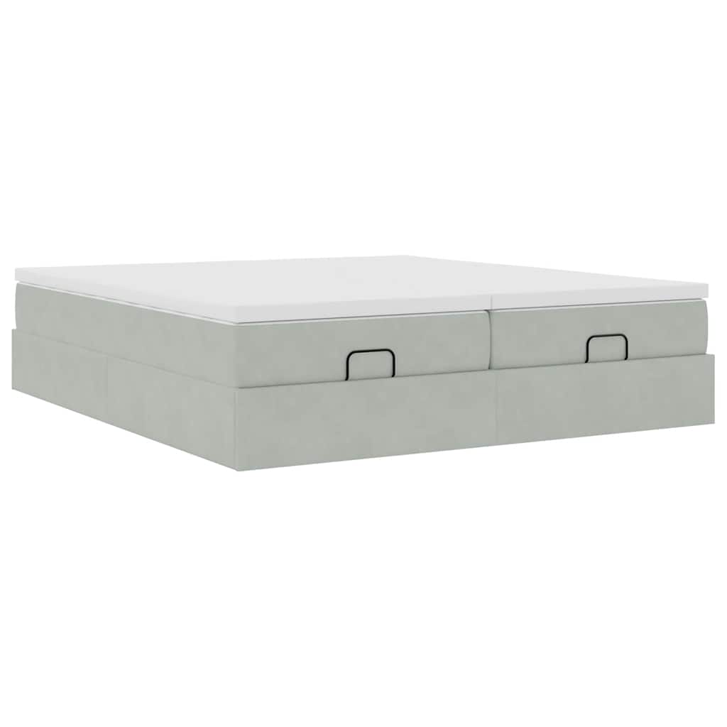 vidaXL Ottoman Bed with Mattresses 160x200cm Velvet Light Grey