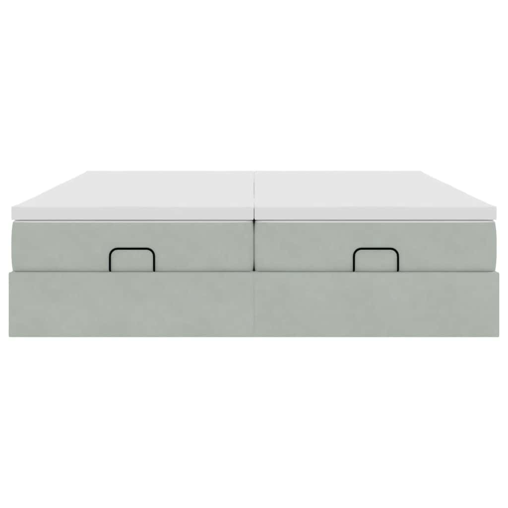 vidaXL Ottoman Bed with Mattresses 160x200cm Velvet Light Grey