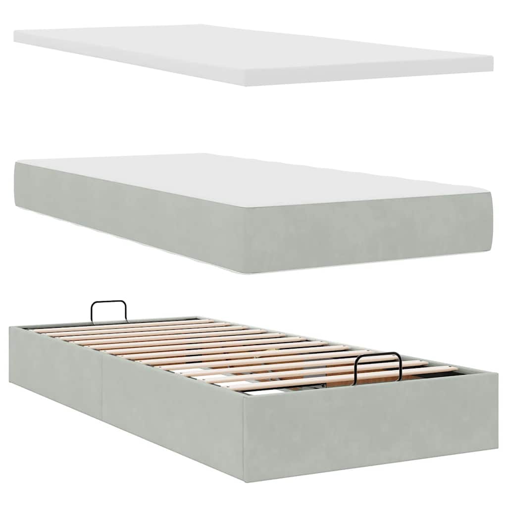 vidaXL Ottoman Bed with Mattresses 160x200cm Velvet Light Grey