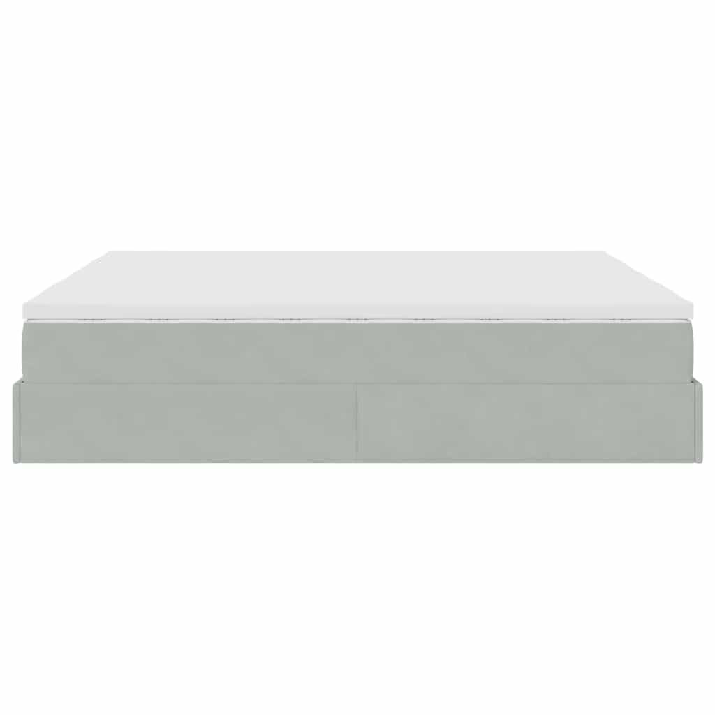 vidaXL Ottoman Bed with Mattresses 160x200cm Velvet Light Grey
